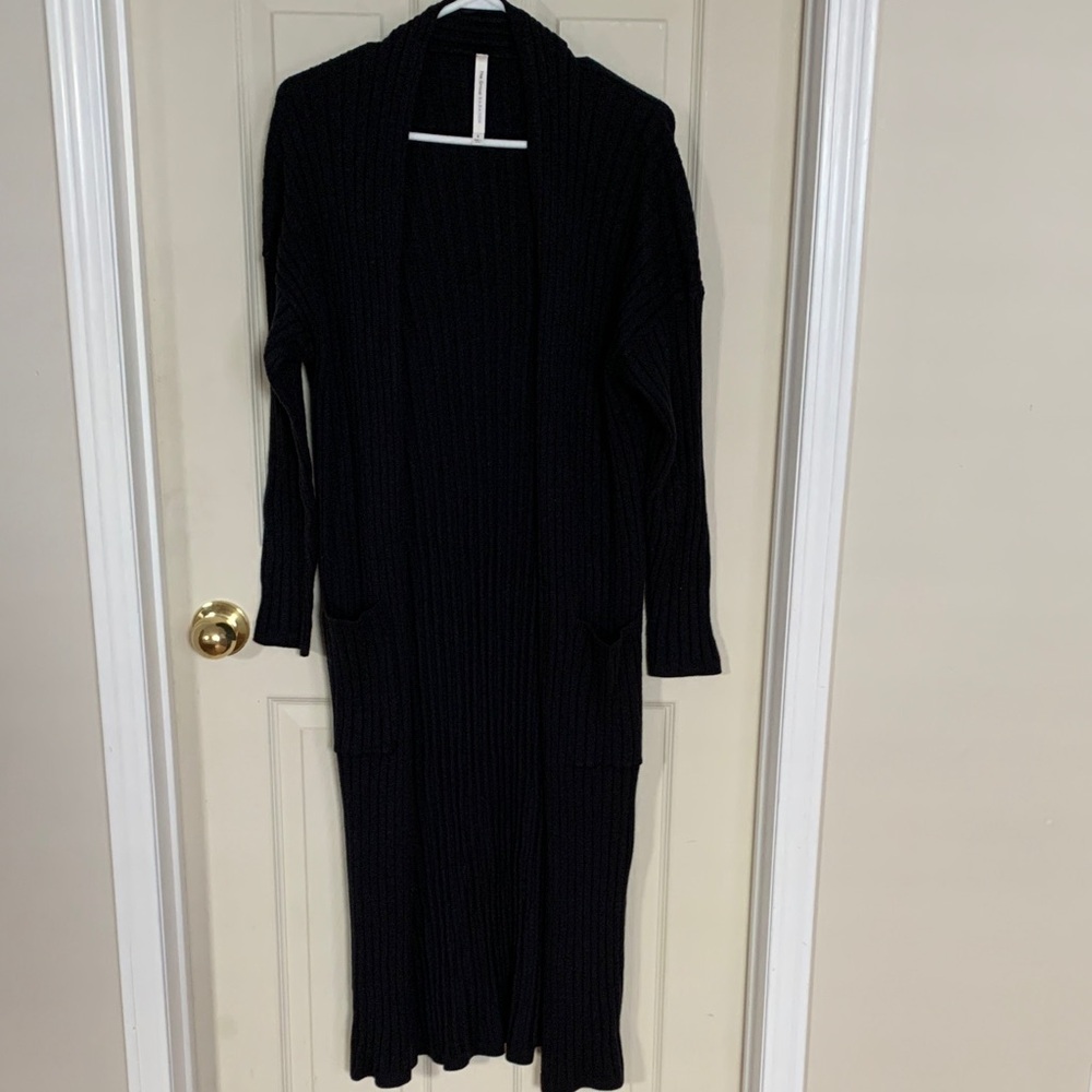 Babaton Elegant Black Knit Long Cardigan